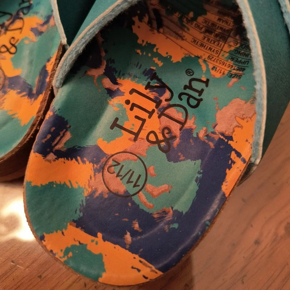 Boys kids camo buckle slip-on blue flip-flops shoes NEW tag orange summer spring
